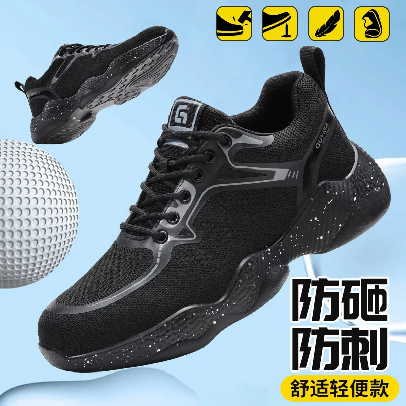 Mens Summer Lightweight Steel Toe Shoes Anti Piercing Breathable Anti Smash Mens Anti Slip Outdoor Sports Work Shoes Shoes