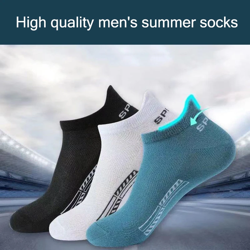 10Pairs High Quality Men Ankle Socks Breathable Cotton Sports Socks Mesh Casual Athletic Summer Thin Cut Short Sokken Size 38-43