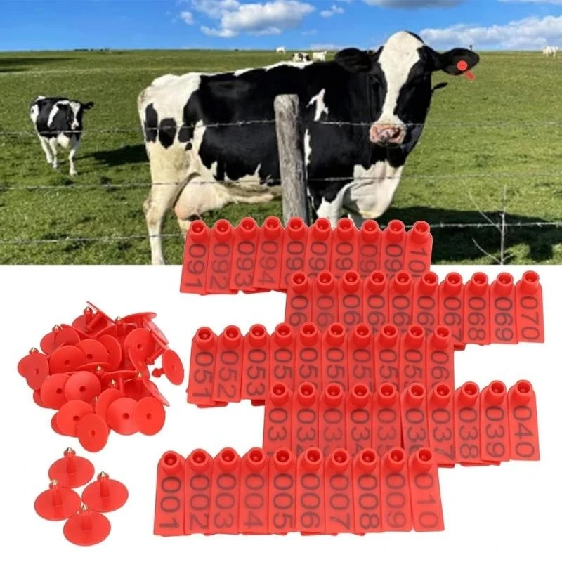 100lots Livestock Earcon Marker Numbered Cow Sheep Rabbit Identification Tool for Cattle Sheep Pigs and Poultry Use