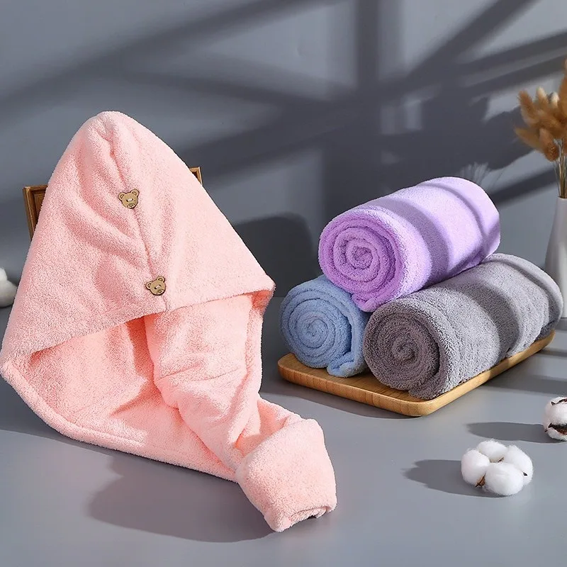 

Двухслойная шапочка для сухих волос из чистого хлопка, впитывающая сумка, тюрбан для мытья волос, протирание головы, полотенце, шапочка для душа, быстросохнущая шапочка для душа для волос