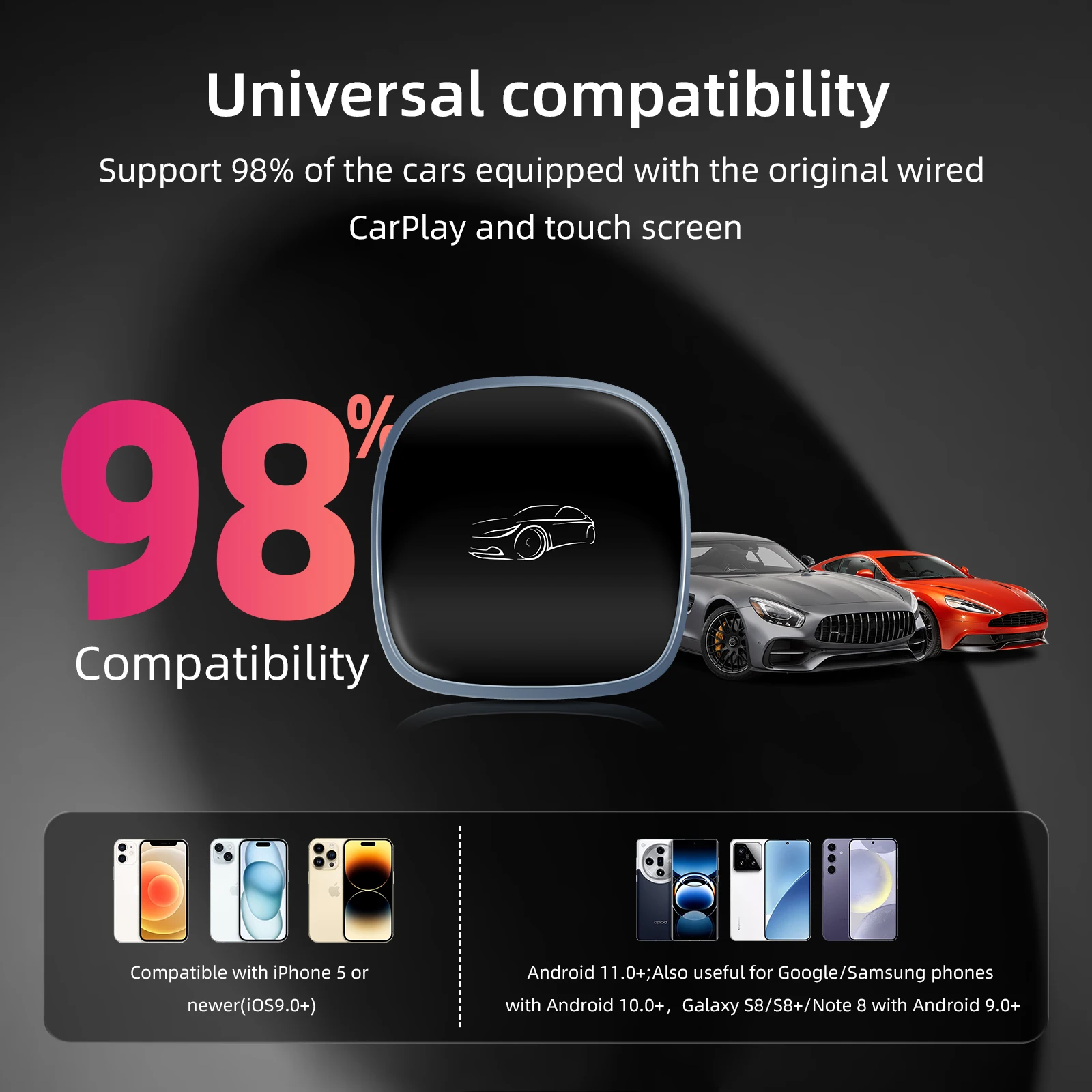 CarPlay Ai Box CarPlay Android Auto سلكي إلى Android اللاسلكي Qualcomm Octa-core 4G+64G التوصيل والتشغيل