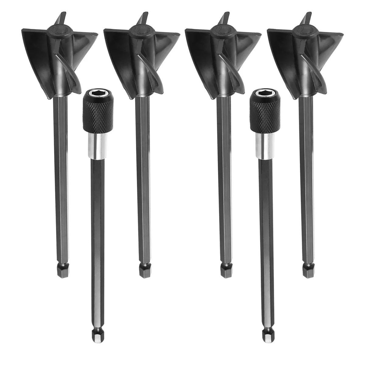 TFBC Palette per miscelatore di vernice in resina epossidica per trapano, 4 palette per miscelatore per trapano in resina riutilizzabili per agitatore di vernice e 2 aste di prolunga