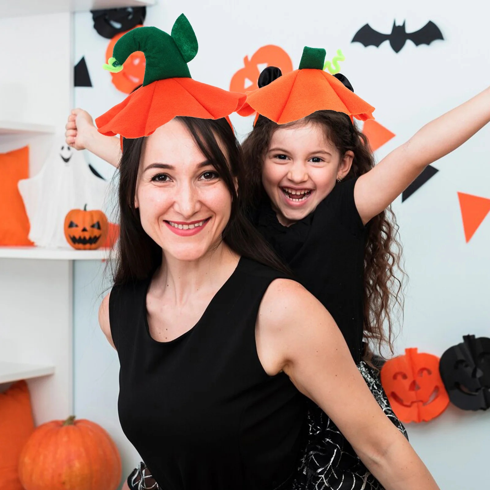 

2pcs Halloween Pumpkin Headband For Kids, Comfortable Cloth Hairband With Festival Design, Halloween Party Costume Accessories