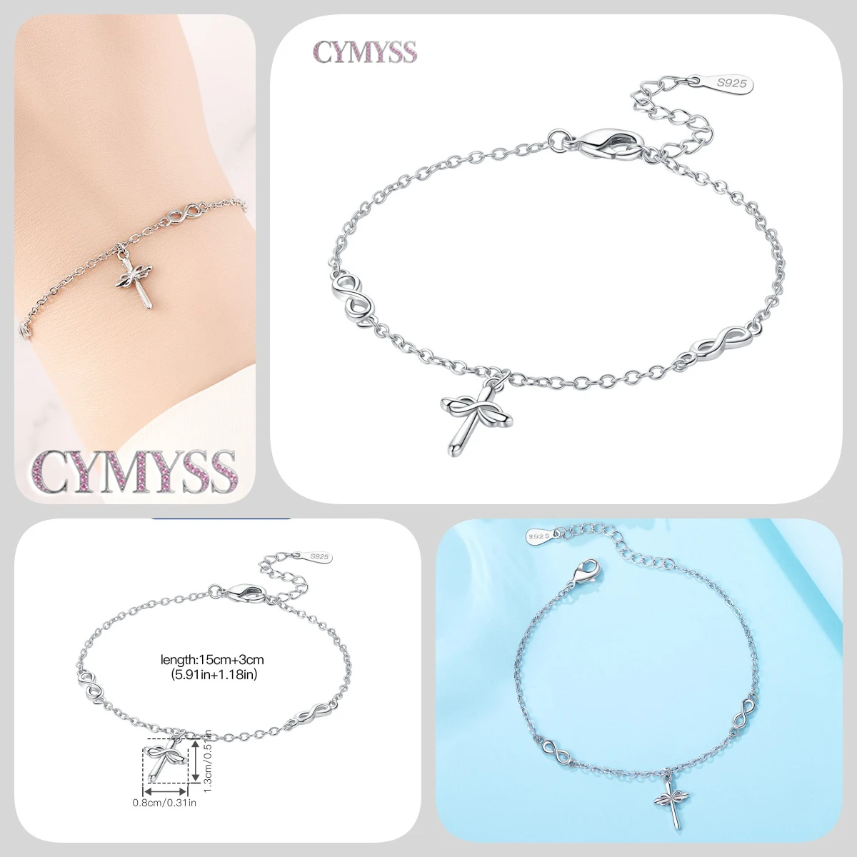 Zierliches Tennisarmband aus 925er Sterlingsilber mit Schmetterlingsanhänger und eingelegtem Zirkonia, edler Schmuck für Frauen, Hochzeits- und Geburtstagsgeschenk – Detail 18