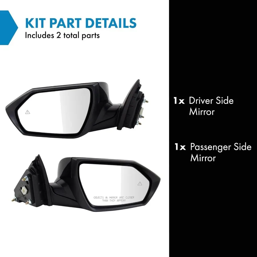 مجموعة مرآة طاقة جانبية للسائق والركاب مع لمسة نهائية سوداء ناعمة بدون تسخين متوافقة مع موديلات إلنترا 20212023 HY13202 #2