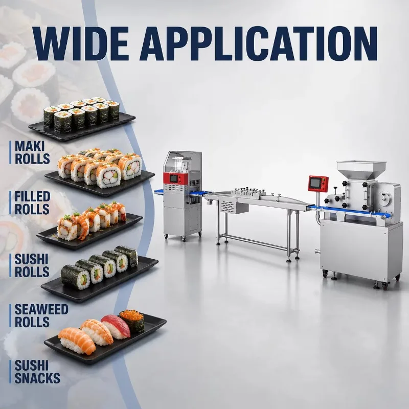 Plc Controller Automatic Sushi Making Machine Production Line for Sushi Roll Onigiri Sushi Rice Voltage Customizable