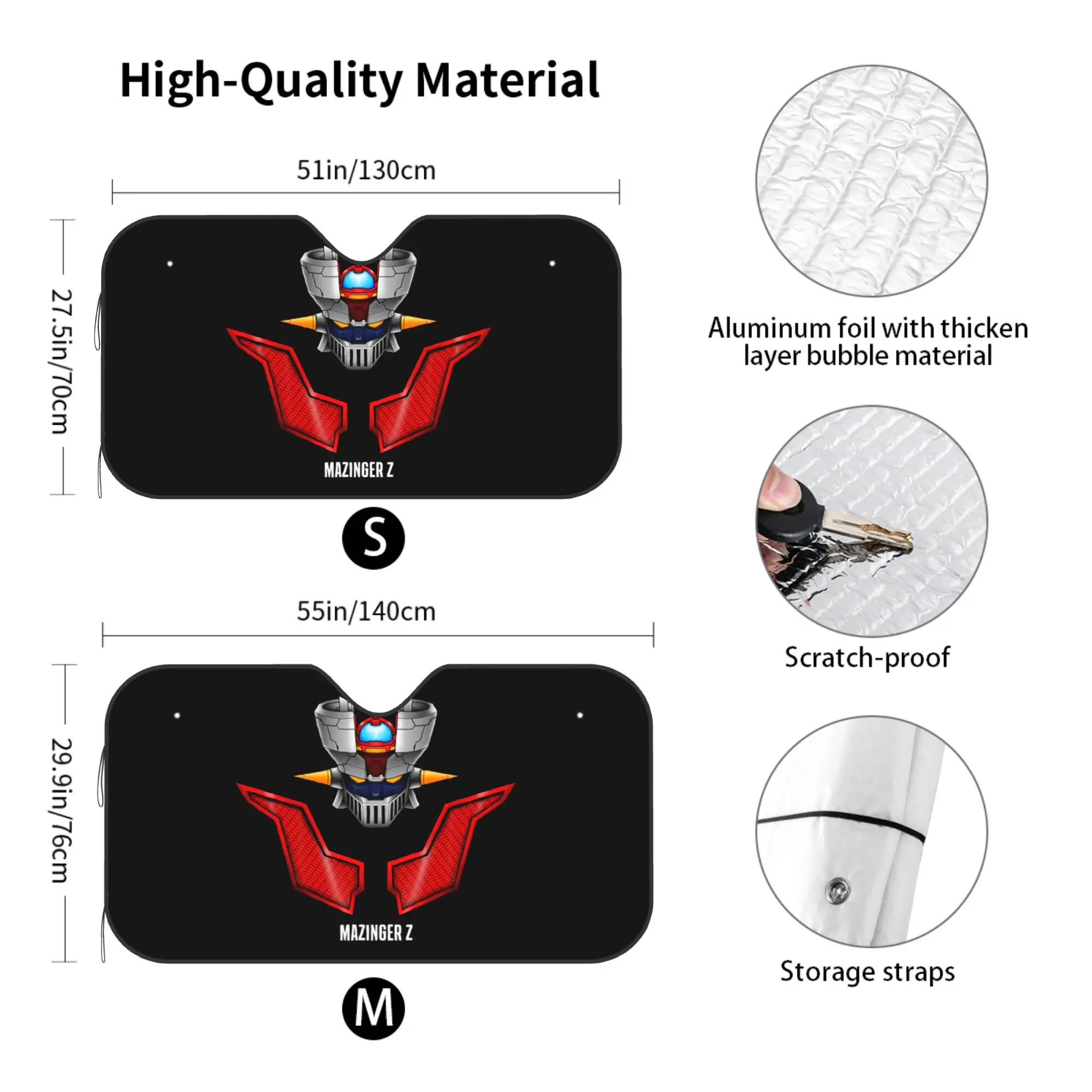 Ufo Robot Goldorak Grendizer Mazinger Z Car Front Window Sun Shade Heat Insulation Cover Portable Covers Car Solar Protection view 3