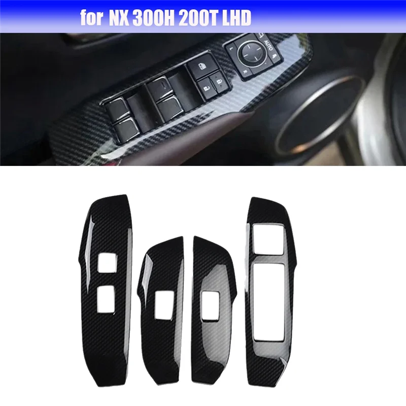 4PCS Window Lift Button Switch Panel Trim Cover for LEXUS NX 300H 200T Car Window Adjust Decoration Stickers Carbon