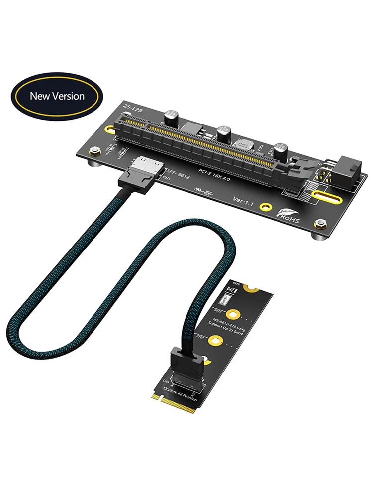 Nowy adapter PCI-e 4.0 X16 do M.2 M-key NVME, zewnętrzny konwerter GPU, 32Gbps, kabel przedłużający 6Pin Power Oculink SFF-8612/8611 — zdjęcie produktu 7