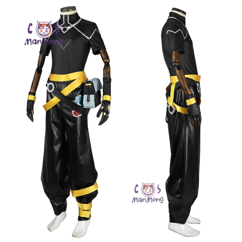 ROLECOS Game LOL HEARTSTEEL Ezreal Cosplay Costume GQ Ezreal Black Unisex Suit Halloween Full Set with Glasses