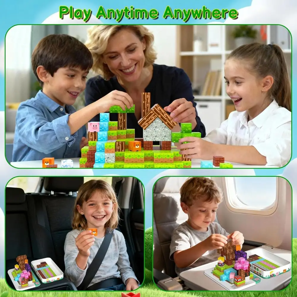 STEM 자석 빌딩 큐브 세트 - 150개 틴 박스, 4-12세, 어린이 생일 또는 크리스마스 선물로 완벽