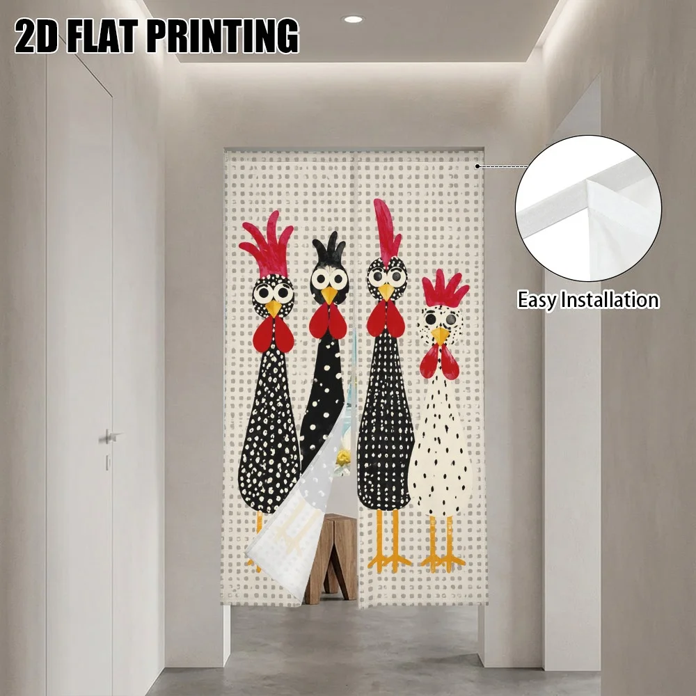 Bohemian Chicken Rooster Curtains Room Divider Polyester Fabric Pop Art Nursery Boho Bathroom Decor Screen Washable Farmhouse St