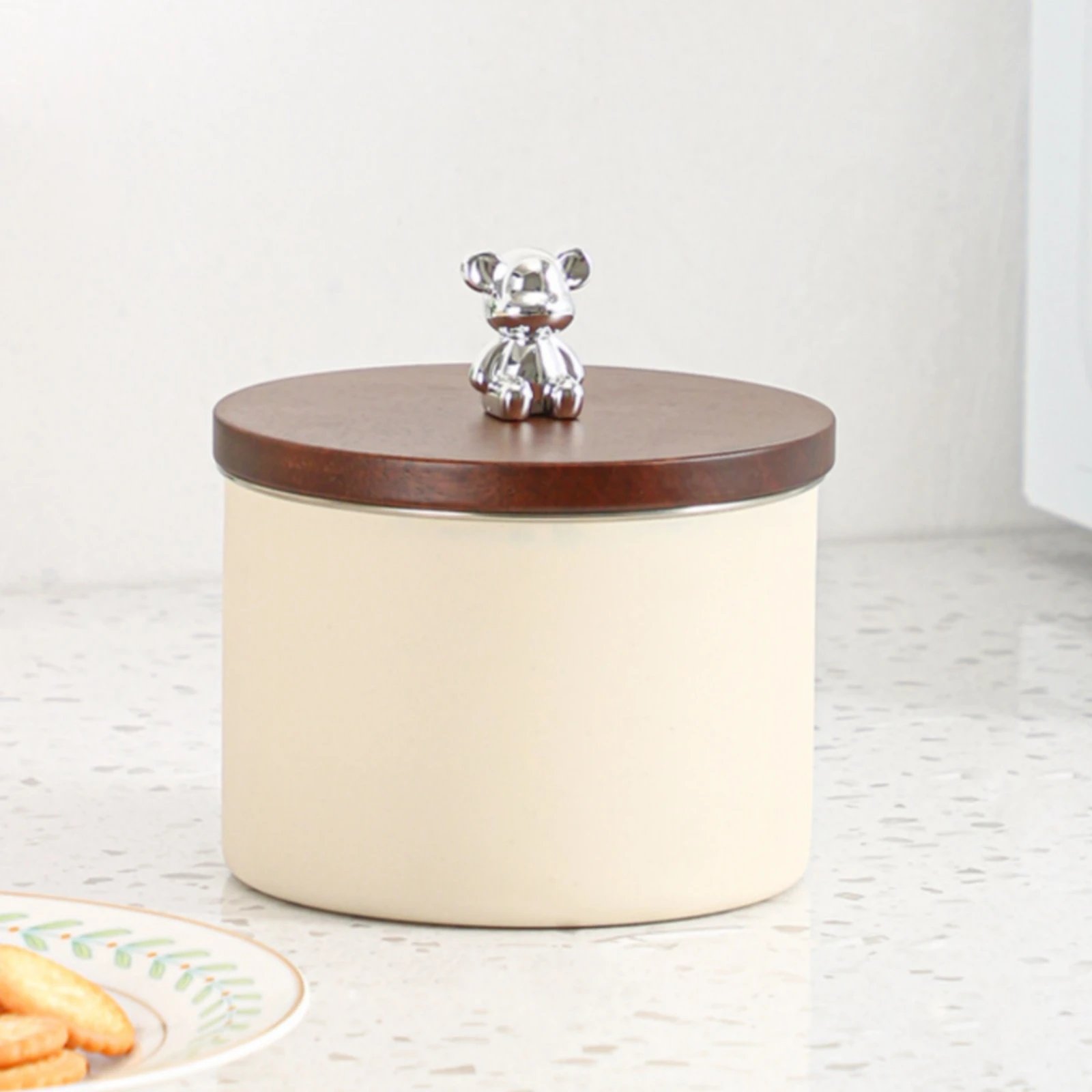 

Airtight Food Canister Sealed Airtight Storage Canister Lidded Pantry Container Round Rust Resistant