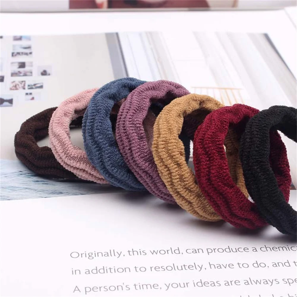 6Pc/Set High Elastic Seamless Rubber Band Soild Color Wave Pattern Hair Rope Scrunchie Ponytail Holder Hair Accessories Headwear