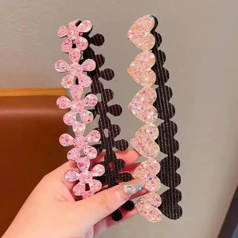 2/3/5 Stück Kinder-Pony-Sticker Stern Herz Fransen Haar-Patch Mädchen Wiederverwendbare Magische Haar-Sticker Kinder Haarstyling-Zubehör – Detail 5