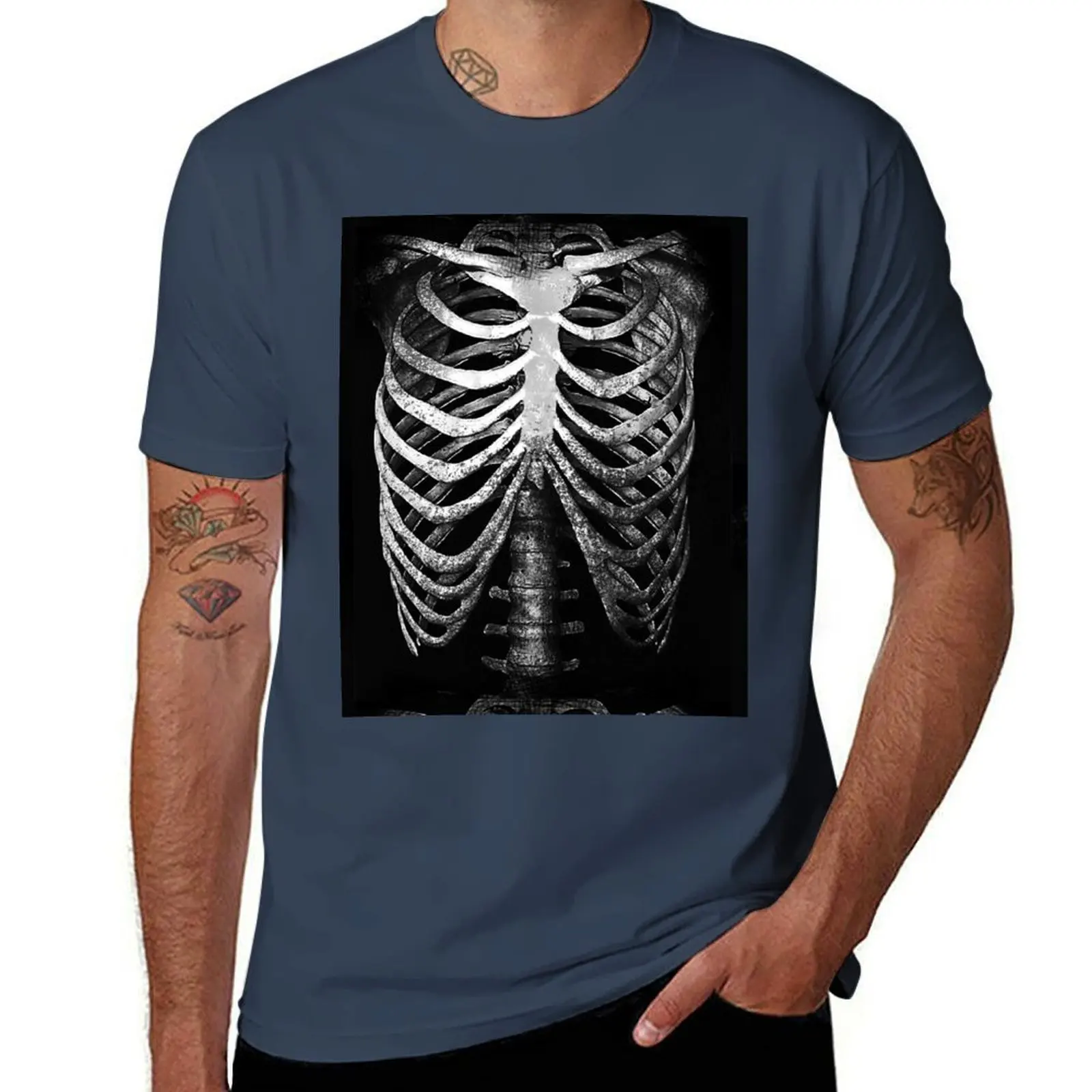 

Human Skeleton Ribcage Black & White T-Shirt t shirt custom print man t shirts for men casual anime tshirt T-Shirt