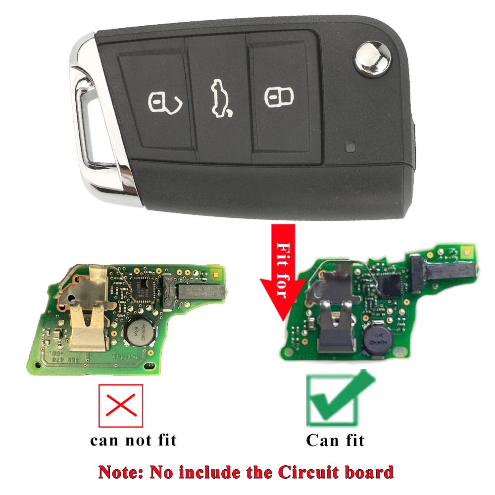 jingyuqin 3 Buttons Remote Car Key Shell For Volkswagen VW Golf Polo T-CROSS 2017-2021 Skoda Seat Hu162t Keyless Housing Case