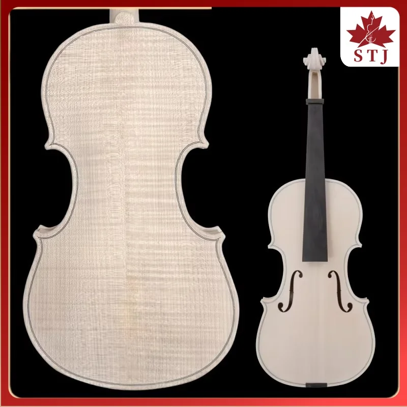 4/4 Flammenahorn-Violine in Vollgröße, Unvollendete Violine aus Fichtenholz, Handgefertigt, auch in den Größen 3/4, 1/2, 1/4 erhältlich