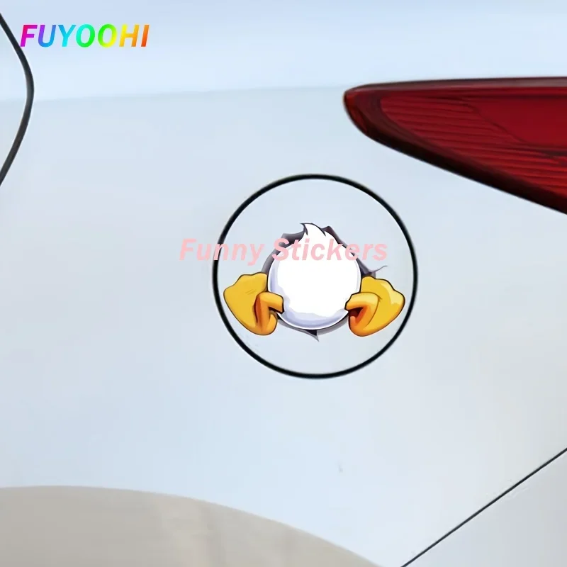 ملصقات السيارات الفينيل FUYOOHI تضيف بعض متعةًا في رحلتك مع ملصق سيارة عاكس لمؤخرة البط الكرتونية!