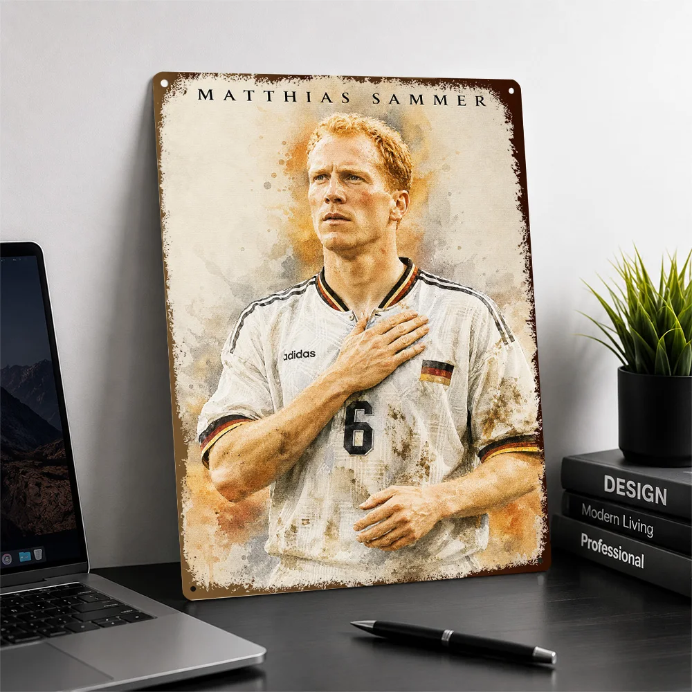 Matthias Sammer Football Textured Poster Personalized Aluminum Metal Sign Matchday Hero Style Wall Art Made For Dedicated Fans