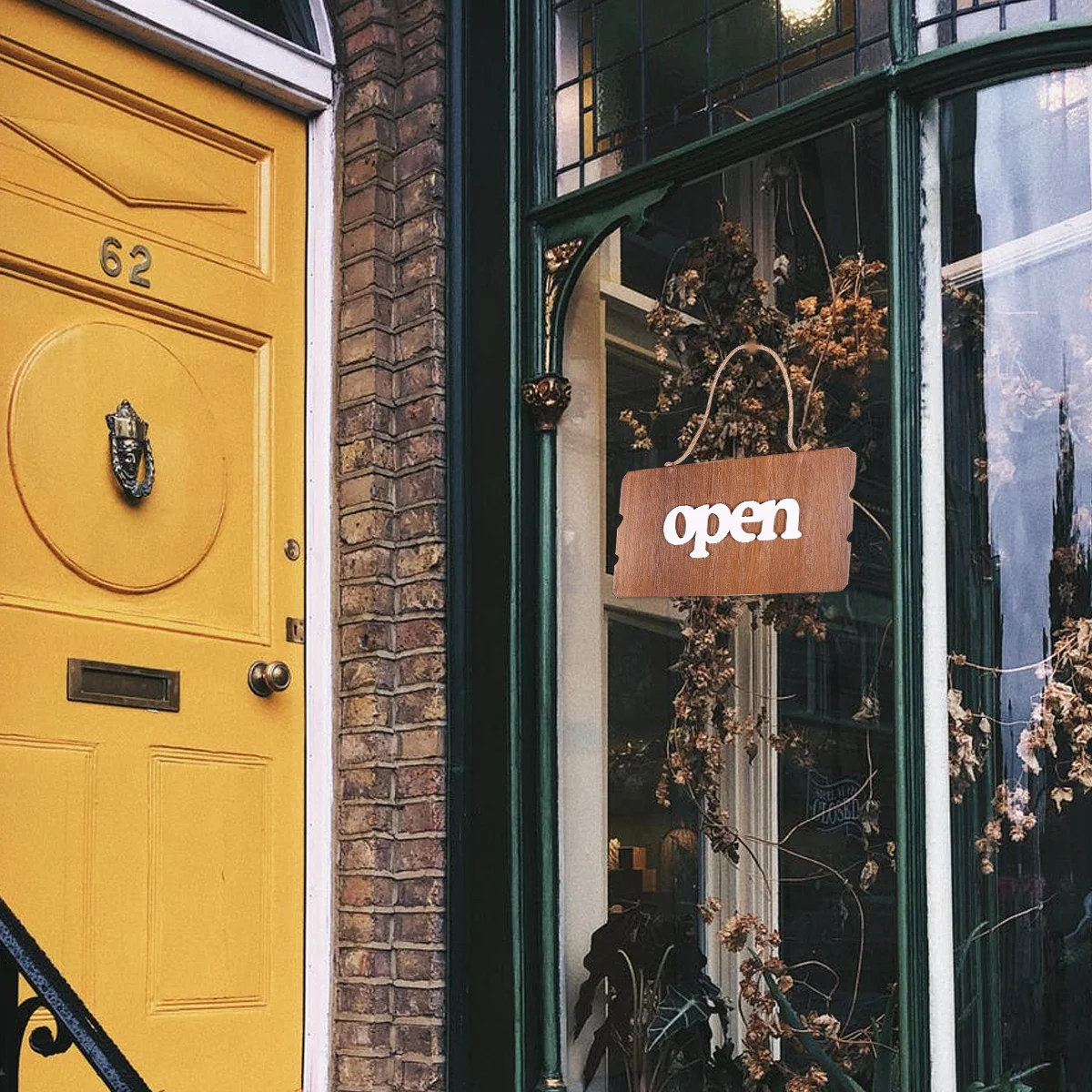 

Wooden Retro Hanging Board Open Closed Two-Sided Decorative Wall Door Store Hanging Board Durable Precise Cut Safe for Shop