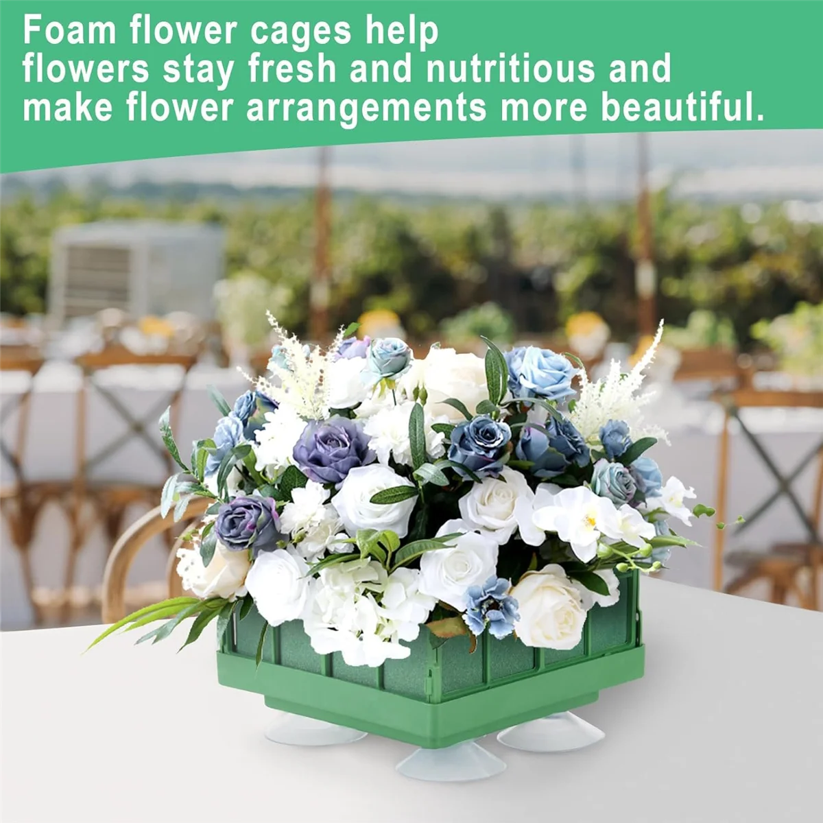 ABFW Floral Foam Cage with Square Flower Foam Blocks Holder, Floral Foam Blocks for Arrangements 4Pcs