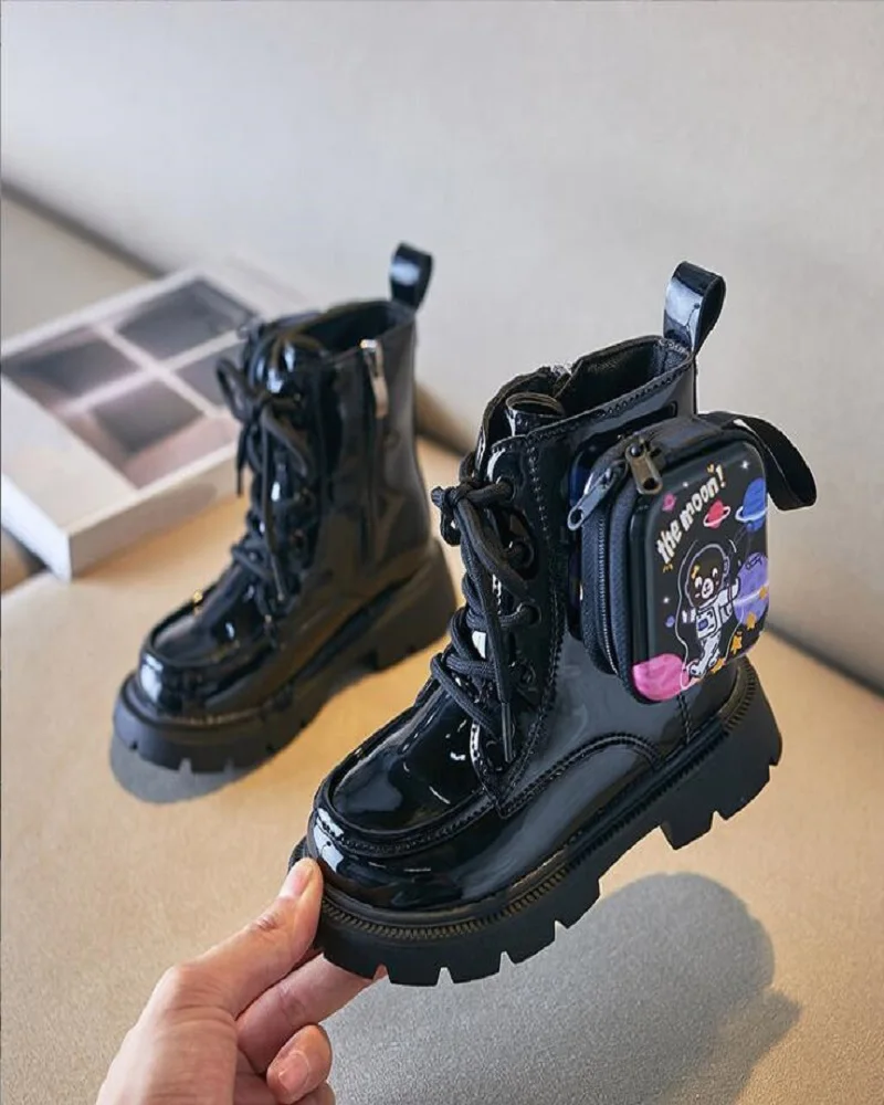 Women Boots New In Motorcycle Ankle Boots Wedges Female Lace Up Platforms White Black Leather Oxford Shoes Women Boots Mujer Bag