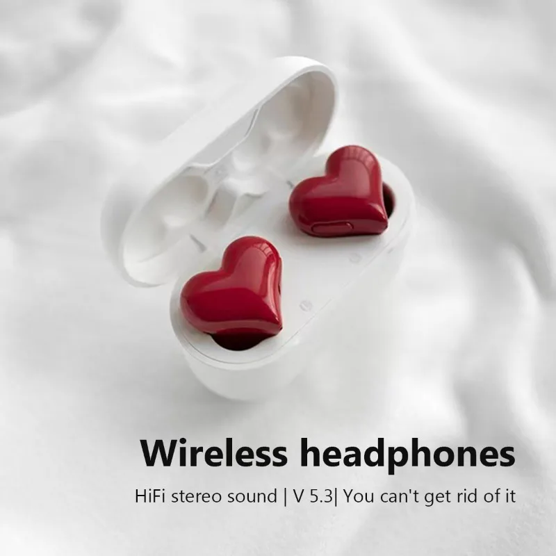 HeartBuds Draadloze Koptelefoon TWS Oordopjes Bluetooth Headset Hartknoppen Damesmode Roze Gaming Student Koptelefoon Meisje Cadeau