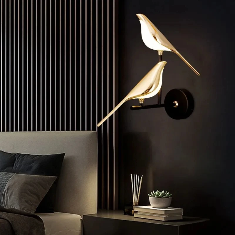 LED Modern Wall Lamp Simple Magpie-Shaped Wall Light Bird TV Background Home Decors Creative Lustres Bedroom Bedside Sconce Lamp