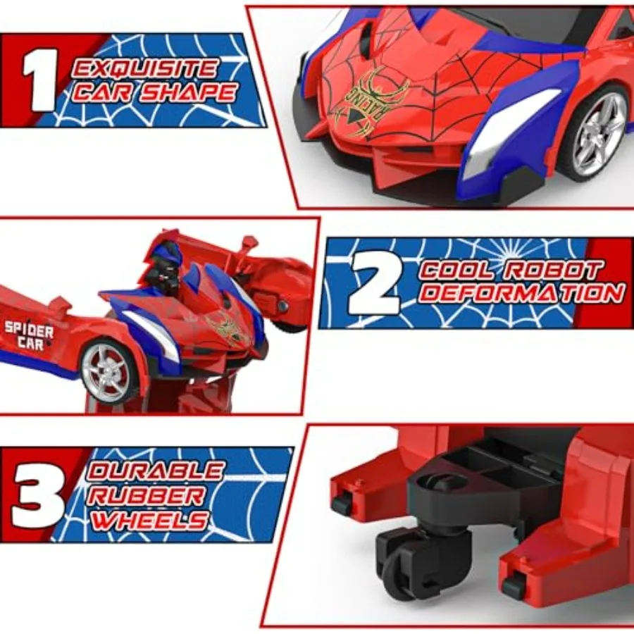Transform Rc Cars for Boys 4-7 8-12, 2.4Ghz Remote Control Car 1:18 Scale Transforming Robot, One-Button Deformation 0° Rotatio view 4