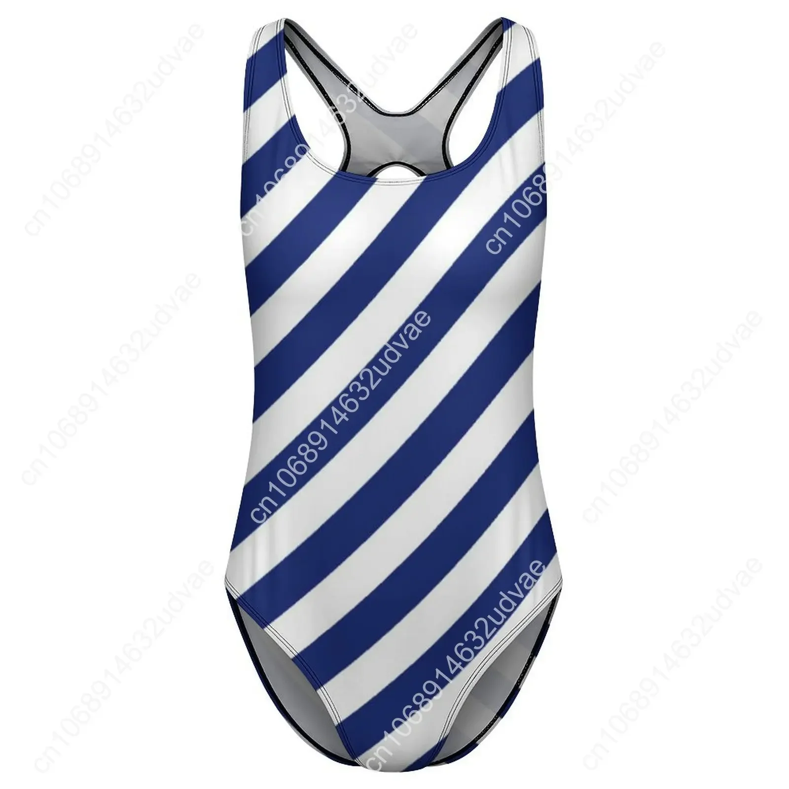 Marineblauw Wit Nautisch Badpak Sexy Diagonale Strepen Dames Badmode Eendelige Badpakken Vakantie Zwemmen Push Up Badpakken