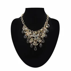 FishSheep Statement Multi Layered Acrylic Crystal Bib Choker Necklaces for Women Transparent Resin Beads Necklace 2023 Jewelry