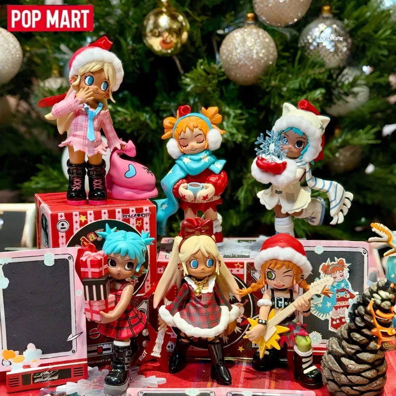 

POPMART натуральная серия Lil Peach Riot, праздничная смешанная слепая коробка, игрушка kawaii, ПВХ, Коллекционные фигурки, модель, настольная игрушка, рождественский подарок