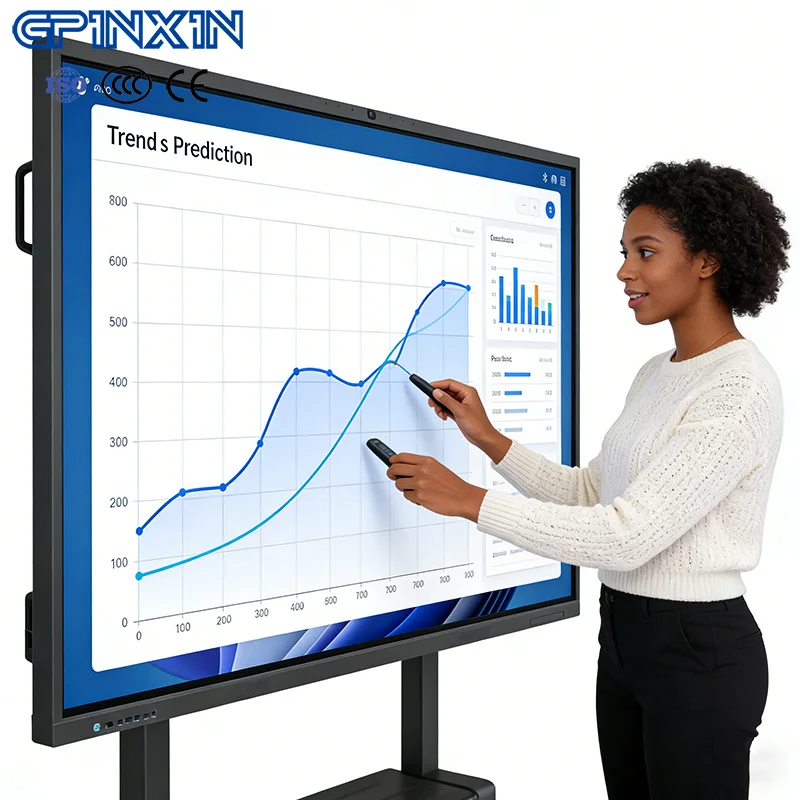 55 65 75 85 98 110" Interactive Smart Board LCD Display With Anti-Glare 4K Screen & 48MP For Classrooms & Training