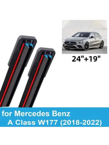 2PCS 자동차 와이퍼 블레이드 2018-2022 메르세데스 벤츠 A 클래스 W177 앞 유리 앞 유리 이중 고무 자동차 액세서리 2022