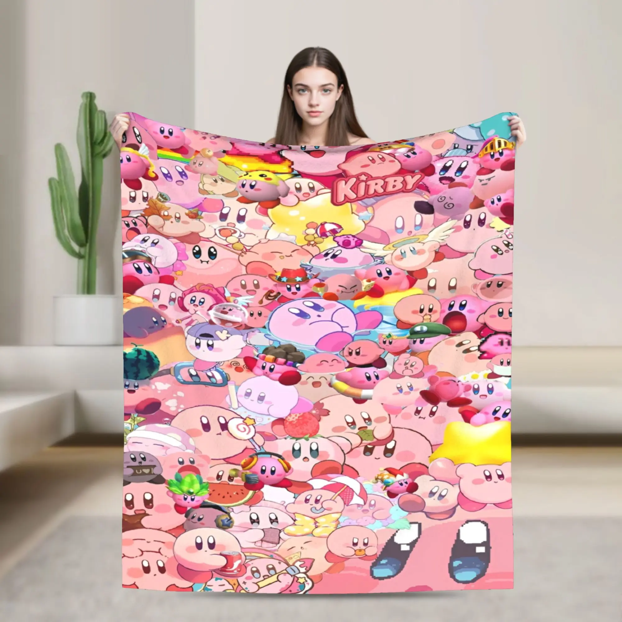 K-Kirbys Cartoon Stars Kawaii Blanket Super Warm Plush Throw Blanket For Children Living Room Flannel Bedspread Bed Cover