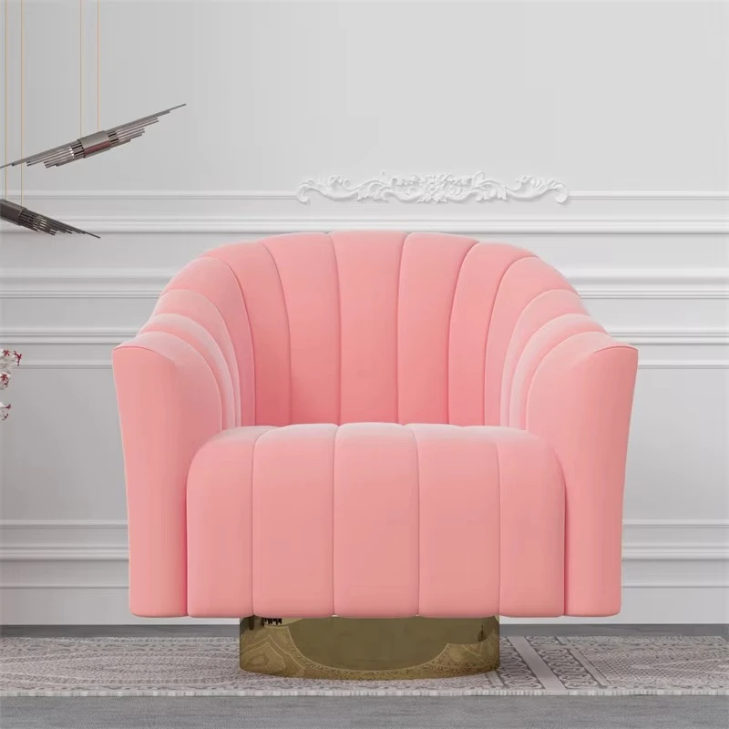 Inventory American Modern Armchair Tufted Seat Velvet Pink Accent Sofa Living Room Chair Swivel