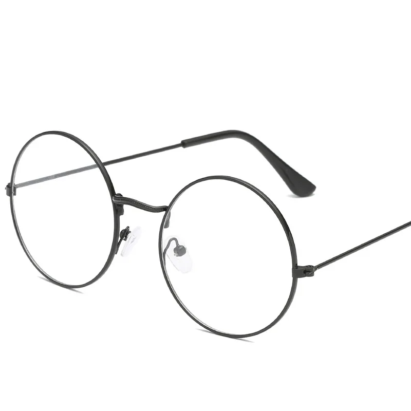 Harries Cosplay Glasses Retro Harajuku Round Potters Metal Flat Light Mirror Animation Frame Men and Women's Art Glasses