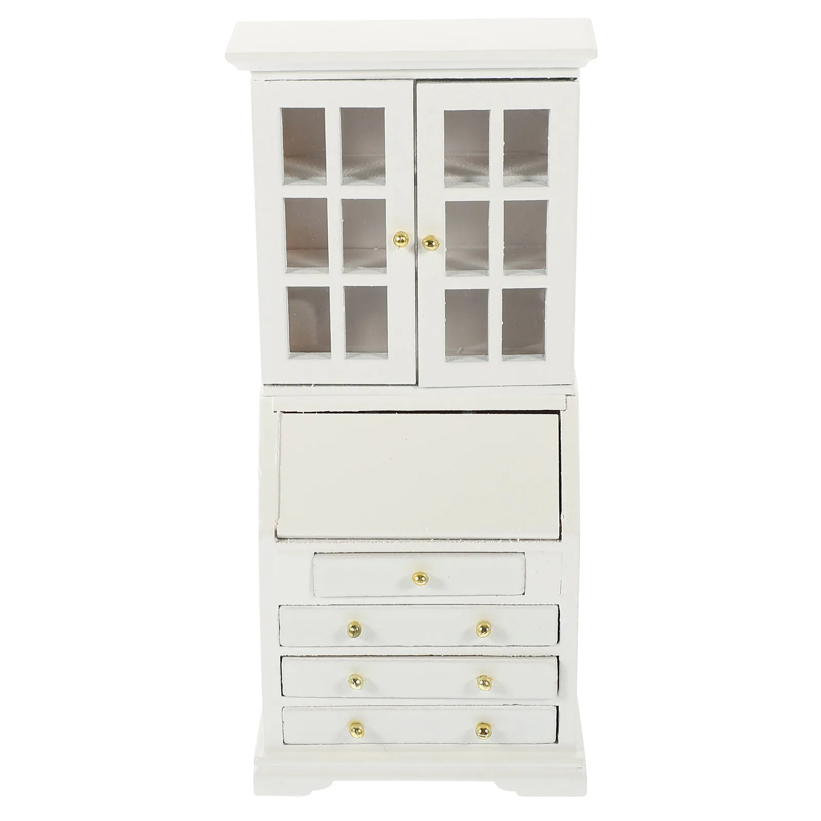 

Mini Simulated Bookcase Desk Storage Cabinet White Wooden Dollhouse Furniture Miniatures Bedroom Living Room Study Craft Decor