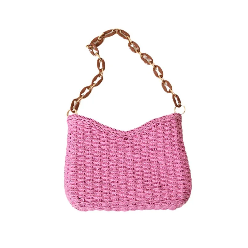 Bolso de paja tejido de gran capacidad para mujer, bolsa tipo cubo, estilo bohemio, ideal para vacaciones y playa, novedad