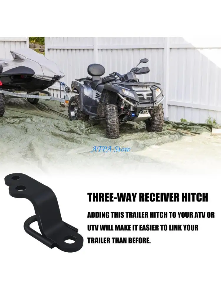 U13C Curved UTV Trailer Tow Adapter for Small Load Hauling, Black Metal Bracket with Three Way Layout, 21.5 X 11 X 8.5 for Yard
