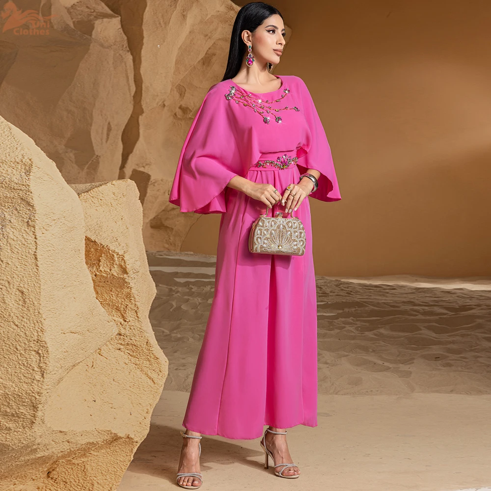 

Luxury Diamonds Dubai Abaya Women Muslim Evening Party Maxi Dress Ramadan Eid Djellaba Turkey Kaftan Femme Vestidos Robe Caftan