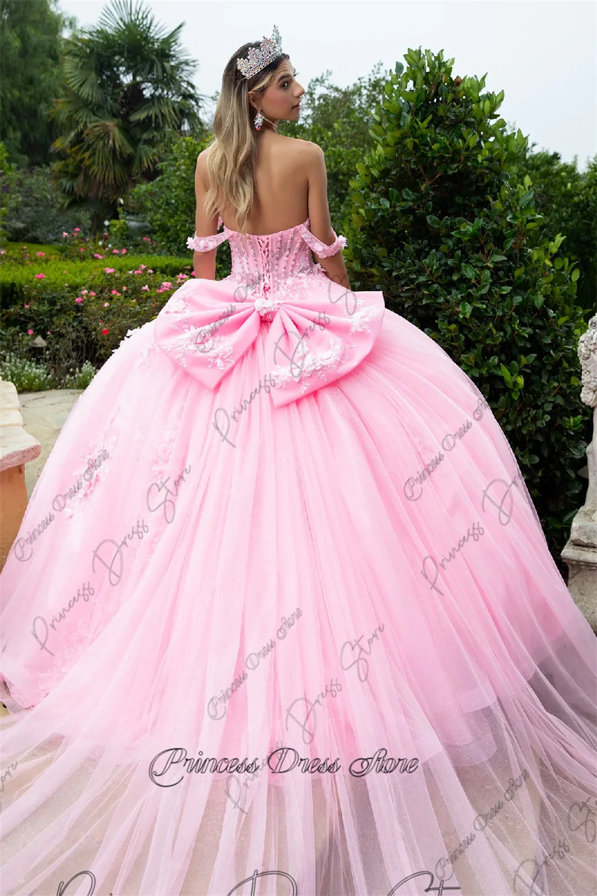 Милое кружевное платье Quinceanera с 3D цветами, 2024, роскошное платье с аппликациями из бисера 16, платье с открытыми плечами, платье для дня рождения по индивидуальному заказу