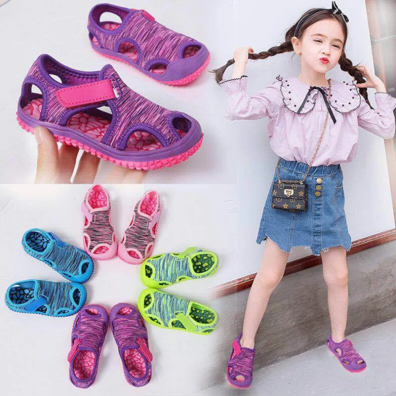 Kids Sandals Summer Baby Girl Boy Non-slip Outdoor Sneaker Candy Color Casual Beach Sandals Children Breathable Girl Shoeصنادل