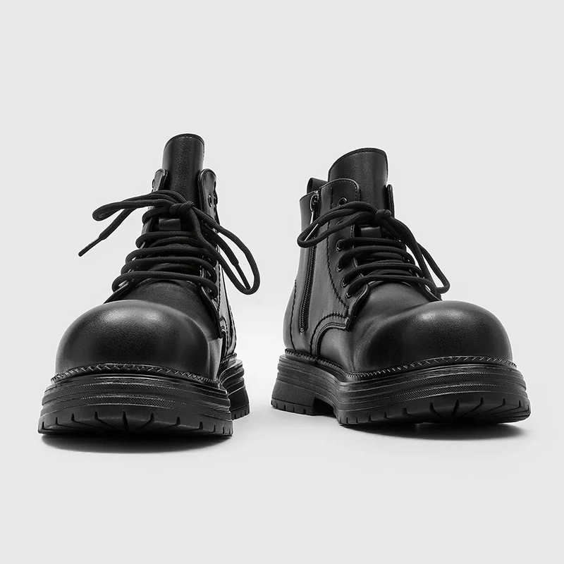 Black Autumn  Winter Hot Selling Men Thick Soled Side Zipper High Top Boots Comfortable Youthful and Fashionable