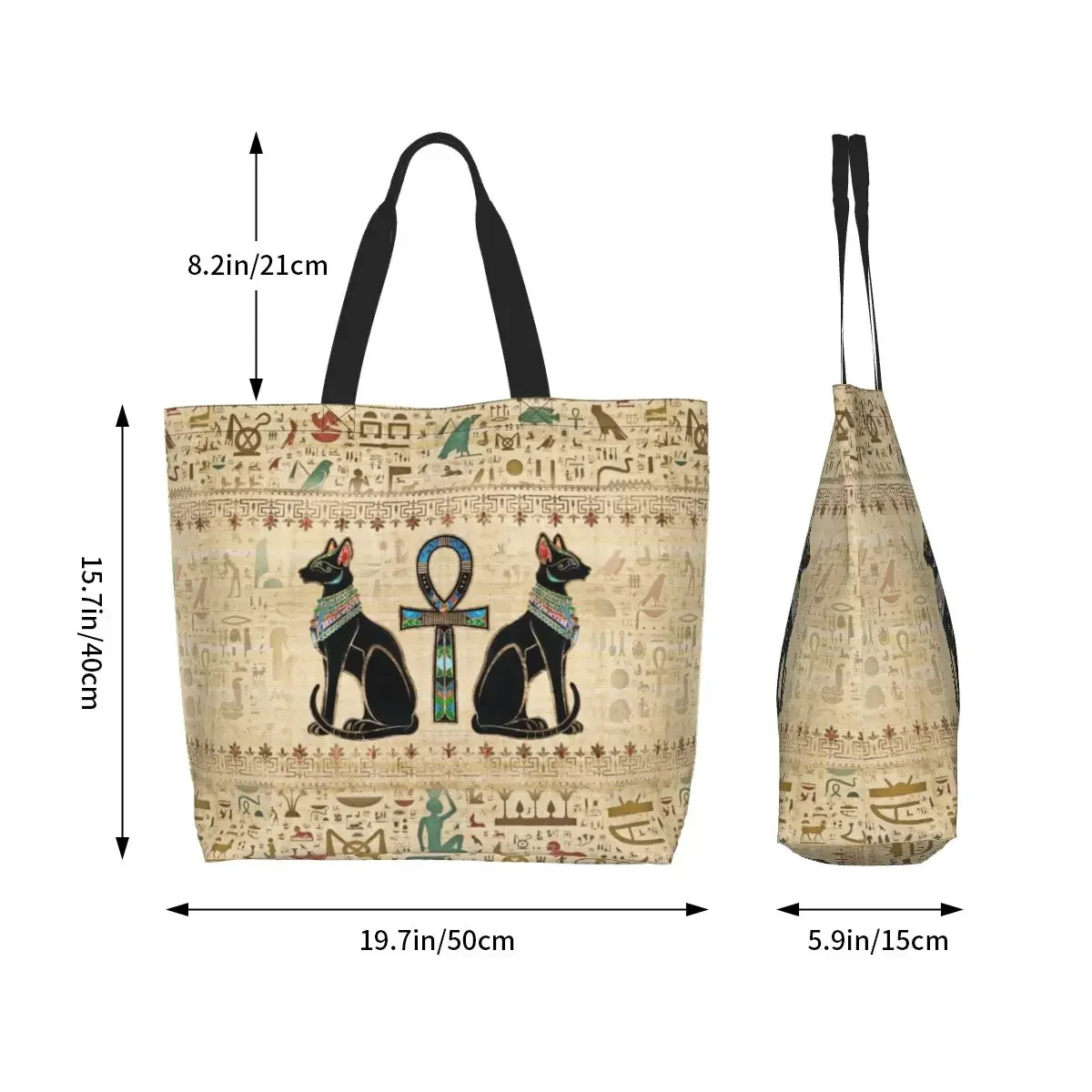 أكياس تسوق متقاطعة للقطط المصرية المطبوعة بشكل مضحك وحقائب كتف متينة من القماش للمتسوقين في مصر القديمة