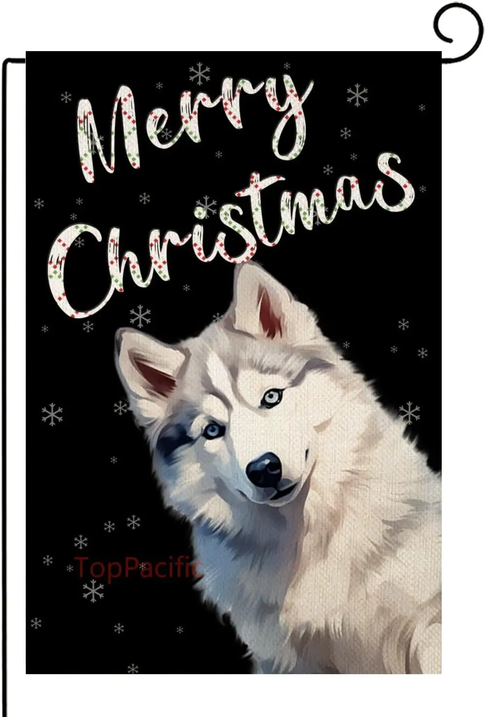 Merry Christmas Husky Garden Flags 12x18 In Double Sided, Black Small Yard Flags Garden Outside Decor, Winter Decorations fo SSL