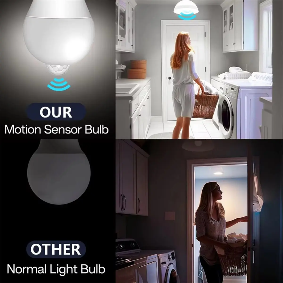 Fits for 4PCS E27 Motion Sensor Led Bulbs 220V Smart Bulb Working in Night Sensor for Porch Stairs Garage Security Lights