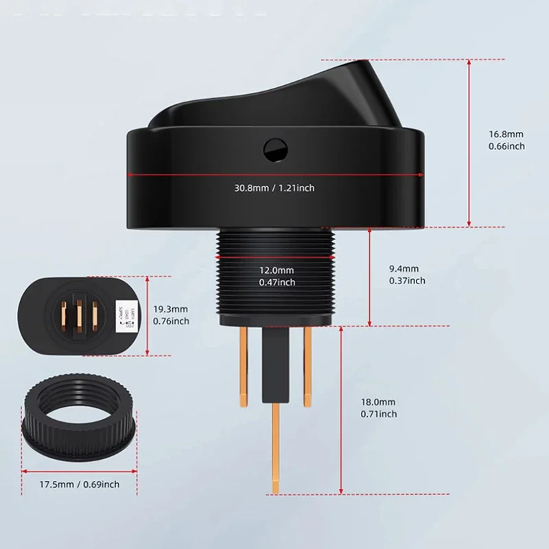 2 шт. 3-контактный светодиодный переключатель с подсветкой, тумблер 12 В, 30 А, овальный кулисный переключатель для автомобиля, автофургона, морской лодки