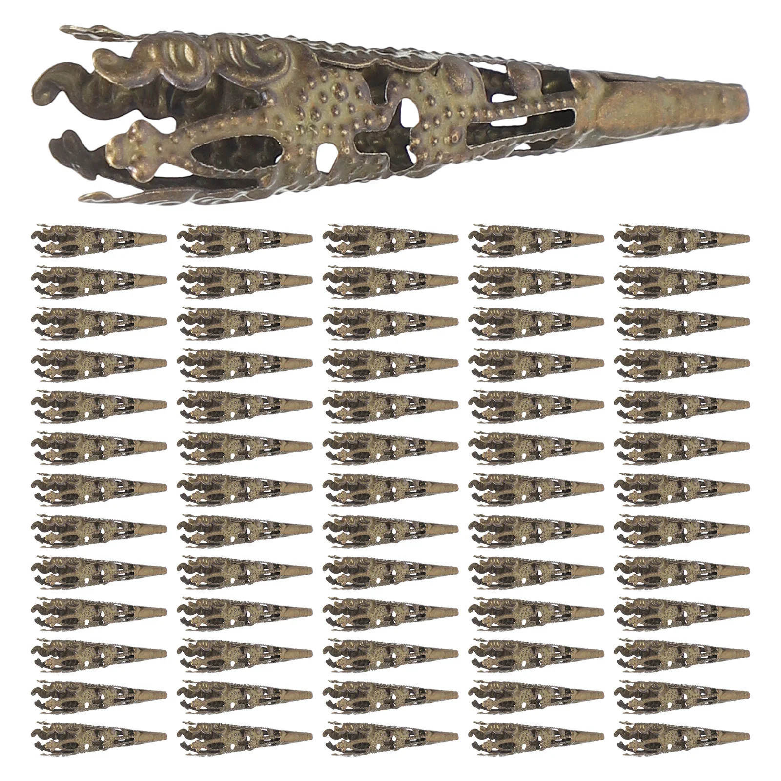 

100pcs Long Trumpet Shape Flower Holder 5 petal Iron Bead Cones Jewelry Making Kits Filigree Caps Professional Style